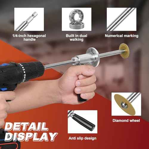2PCS Pipe Inside Cutter for PVC Pipe with Diamond Grit Cutting Wheel & 1/4" Hex Shank, 7 Inch Adjustable Cutting Depth Stainless Steel Plumbing Cutter Tool Fit for 1-1/2 Inch to 8 Inch Cut