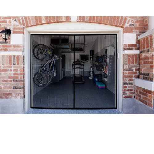 Garage Door Screen - 1 Car 10x9Ft Magnetic Closure Heavy Duty Weighted Bottom Screen Self Sealing Fiberglass Mesh Retractable Net - Easy Assembly & Pass-Through(Black)