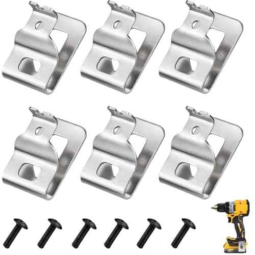 6 pcs Belt Clips for Dewalt 304 Stainless Steel Drill Tool Clips Hook Kit with Screws for Dewalt N268241 fit for 20V Power Tools DCD980 DCD985 DCD980L2 DCD985L2
