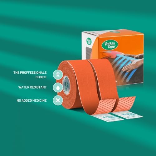 VETKIN VetkinTape® Veterinary Kinesiology Tape | Tape for Horses & Dogs | Equine & Canine Kinesiotape | Latex Free and Quality Mark Certified Ktape | 1.2 inch | Pack of 2 Rolls (Orange)