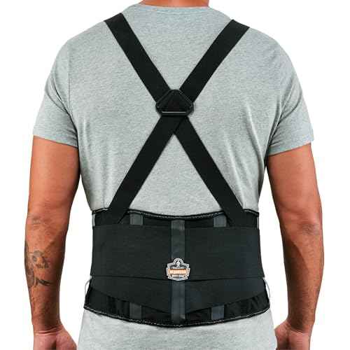 Ergodyne ProFlex 2000SF Back Support Brace, 8.5" Spandex, V-Shape Design and Patented Stays for Added Support, Medium,Black