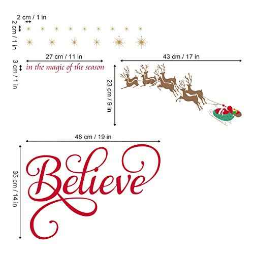Believe Quote Wall Stickers Santa Claus Reindeer Snowfalkes Window Clings Decal for Showcase Home Decor Merry Christmas Decoration