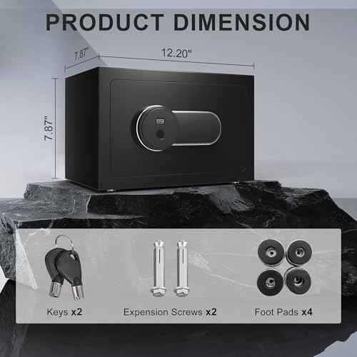 Safe Box with Fireproof Waterproof Bag, 0.5 Cub Small Home Safety Box with Key, Biometric Fireproof Personal Safes, Fingerprint Money Safe for Home Hotel Bedroom, Fingerprint Unlock