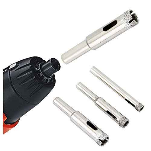 Diamond Drill Bits Set, 10 PCS Diamond Hole Saw Set, Glass Drill Bit for Ceramic Tile Porcelain Marble Granite Stone Bottles, 1/4 to 1-1/5 Inch