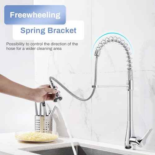 Commercial Sink Sprayer Hose,Commercial Kitchen Sink Faucets Flexible Hose Replacement(44 inch),with 304 Stainless Steel Pre Rinse Spring, Suitable for Use with Commercial Faucets