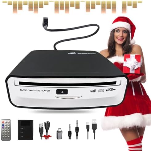 USB CD DVD Player for Car with Upgraded Extra Accessories, External Portable Car CD Players with USB AUX Type-C Radio Connection, Integrated Vehicle Stereo for Android Navigation/TV Plug and Play.