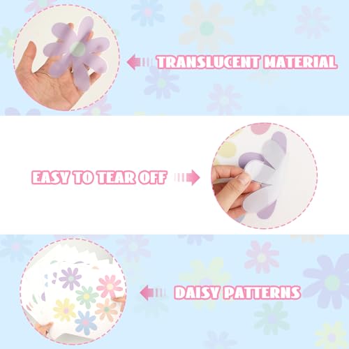 12 Sheets Daisy Wall Decals, Pastel Style Flowers Wall Stickers, Vinyl Peel and Stick Cute Boho Floral Decals, Large Daisy Floral Wall Decor for Girls Teens Nursery Bedroom Living Room