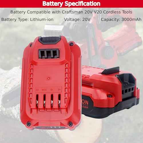 2 Pack 20V 3.0Ah Lithium Replacement Battery Compatible with Craftsman 20v V20 Cordless Power Tools, Replacement for V20 20V Battery CMCB202 CMCB201 CMCB204 CMCB206