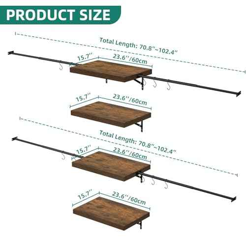 YITAHOME Wall-Mounted Closet System with Expandable Rod and Thickened Shelves ? Adjustable Clothing Rack for Bedroom, Laundry Room and Cloakroom, Suitable for 2-8 Feets Space