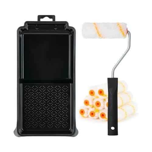 Bates- 4 Inch Paint Roller Kit, 11 pcs, Small Paint Roller Kit, 1x Plastic Paint Tray, 1x Roller Frame & 9X Microfiber Covers
