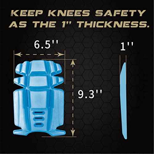 3 Pairs No Strap Knee Pad Insert for Work Pants, Uniforms, and Tactical Pants, Breathable Pocket Knee Pads for Gardening, Construction, Flooring, Cleaning, and Garage, 9.3''¡¿6.5''¡¿1'', Blue