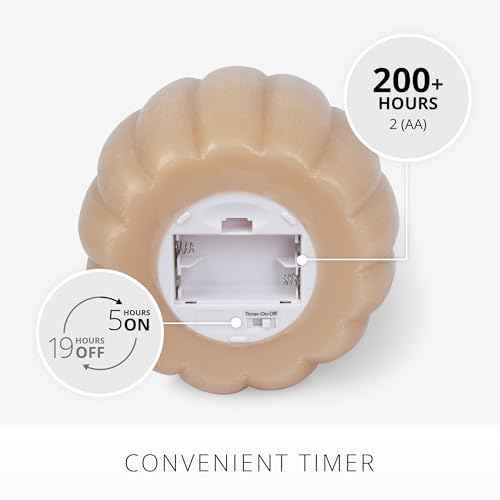 Luminara Tall Pumpkin Figural Flameless Flickering Moving Flame LED Candle (5.7" x 5.5"), Chalky Finish Real Unscented Wax, Time Function (Irish Cream)