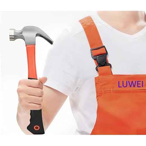 Claw Hammer, 11 Oz Forged Steel Stubby Tack Hammer with Shock-absorbing Leather Handle for Driving and Pulling Out Nails (1)