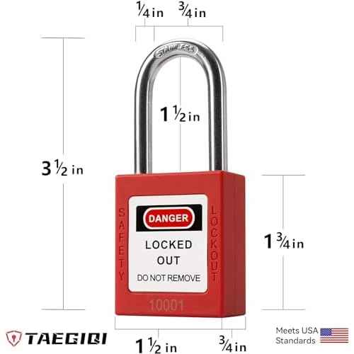 10 Red Lockout Tagout Locks Set,Keyed Different,2 Keys Per Lock,OSHA Compliant Safety Padlocks for Lockout Stations and Devices