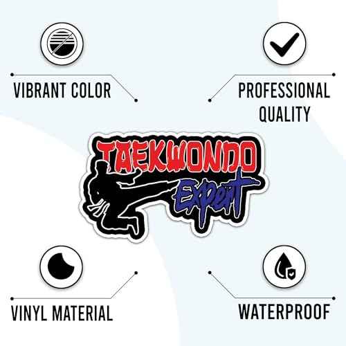Taekwondo Stickers 50 Pieces Black Belt Martial Arts Sticker Vinyl Waterproof Decal for Laptop Water Bottle Phone Car Window Stakeboard Scrapbook Gifts