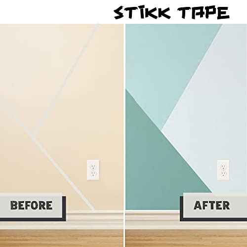 STIKK Painters Tape - 3pk White Painter Tape - 1/4 inch x 60 Yards - Paint Tape for Painting, Edges, Trim, Ceilings - Masking Tape for DIY Paint Projects - Residue-Free Painting Tape