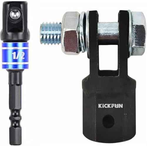 1/2" Scissor Jack Adapter for Use with 1/2 Inch Drive/Impact Drills/Ratchet or Standard Drive Sockets or 13/16 Inch Lug Wrench/Tire Iron or Socket/Easy Lifting (2Pcs Set Black)