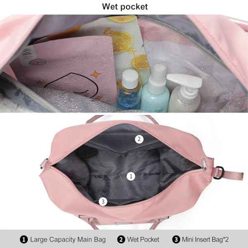 HYC00 Travel Duffel Bag,Carry-on Overnight Weekender Overnight Bags for Women,Sports Tote Gym Bag with Wet Pocket