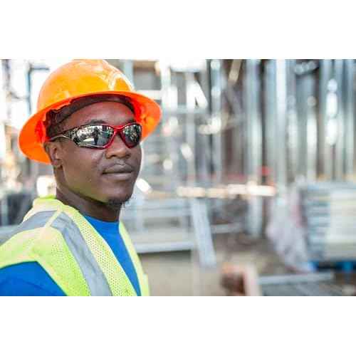 Pyramex Ridgeline Full Brim Hard Hat 4 Point Ratchet Hi Vis Orange
