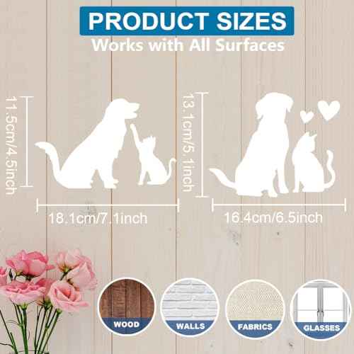 MAYJOYDIY 2pcs Cat Dog Stencils 11.8¡¿11.8inch Love Pet Animal Stencil with Paint Brush Reusable Dog Paw Print Bone Dog Bowl Template for DIY Craft Canvas Wall Wood Home Decor
