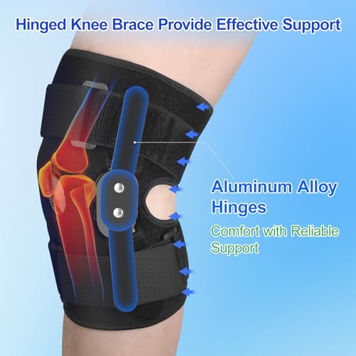 CHIYAN Hinged Knee Brace for Women Men, Open Patella Design with Dual Metal Side Stabilizers, Knee Immobilizer Support for Joint Pain Relief, Arthritis, Meniscus Tear, ACL, PCL, MCL
