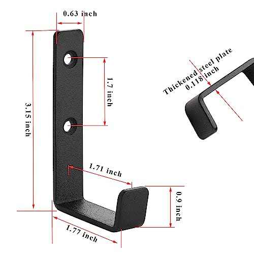 Wall Hooks Heavy Duty Extra Thick Pure Metal Screw Double Hole Installation More Firm Hook Coat Key Robe Hanger Utility Hooks Sand Black-6