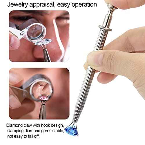 3 Pack Diamond Holder Pick Up Tool - Stainless Steel Tweezers with Diamond Claw and Stone Jewelry Grabber