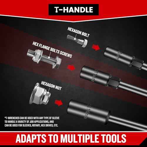 T-Handle Wrench Socket Set, Cr-V Steel T Wrench Set Metric Size 6mm to 14mm, Wrench Tool Socket with Long Reach for Motorcycle Dirtbike Bicycle Repair (7 Pack)