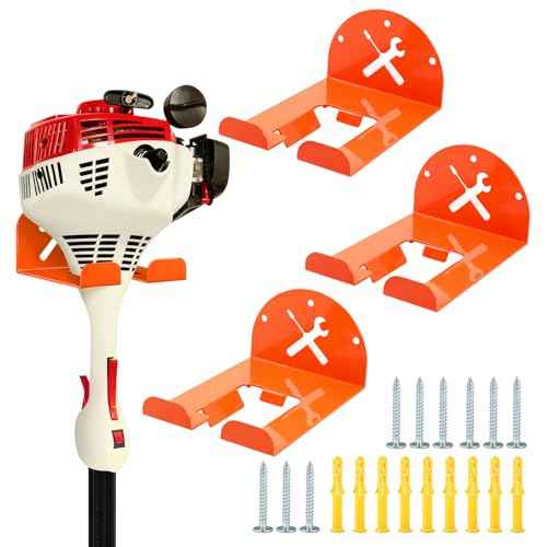 Trimmer Rack Wall Mount - Heavy Duty Wall Hanger for Grass Trimmer Garden Tools Chainsaw Hedge Trimmer 3 Pack Orange