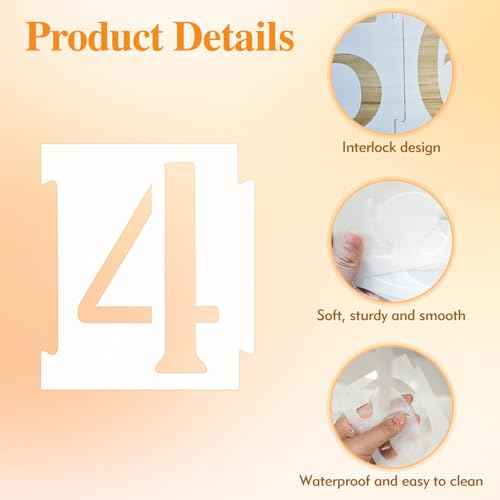 20pcs 4 Inch Plastic Number Stencils (0-9) for House Numbers, Reusable Curb Stencil Kit for Address Painting, Mailbox, DIY Spray Paint Stencil for Wall, Wood, Fabric, Sign