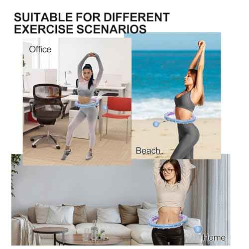 Plus Size Silent Weighted Hula Infinity Fitness Detachable Hoops 65-Inch 32 Knot, Smart Noiseless Infinity Hula for Women, Waist and Abdominal Home Weight Loss Exercise Fit Hoop