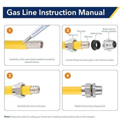 33ft 1/2 inch CSST Flexible Yellow Propane Gas line, Corrugated Stainless Steel 304 Hose, with Total 4 Male Adapter Fittings, Natural Grill Pipe kit
