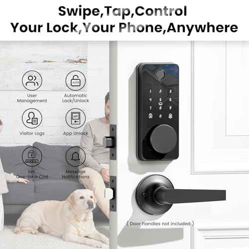 Keyless Entry Door Lock, Fingerprint Door Lock, Smart Door Lock with Keypad, Auto & One Touch Lock | Smart Locks for Front Door | Easy Installation | Exact Fingerprint | App Control | 12-Month Battery