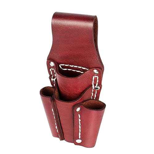 Leather Tool Pouch, Leather Electrician Tool Pouch with 4 Pockets, Heavy Duty and Durable, for Any Electrician/Welders, Carpenters, Car Repairers, Brown