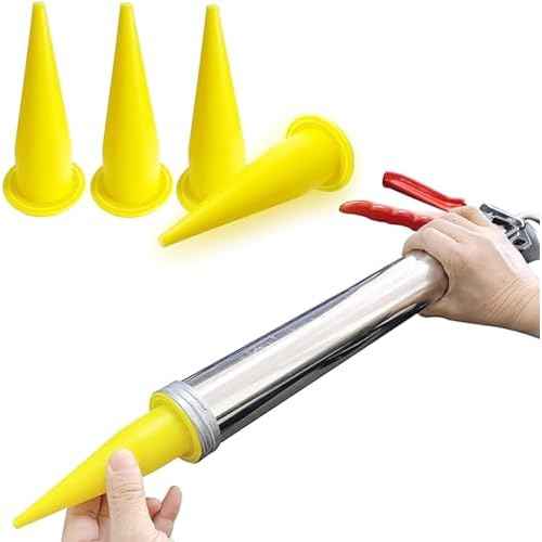 4PCS Yellow Sausage Caulking Gun Nozzle Kit Caulking Nozzle Applicator Straight Tip Caulking Extension Nozzle Suitable for Sealing Cracks and Filling Joint and Bonding Material