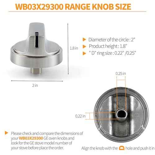 atgestore WB03X29300 Stainless Steel Stove Knobs Replacement for GE Stove Parts Gas Range Knobs JGP3030SLSS JGP3036SL1SS JGP3030SL1SS GE Cooktop Knob Metal Control Surface Burner Knobs 4 Pcs