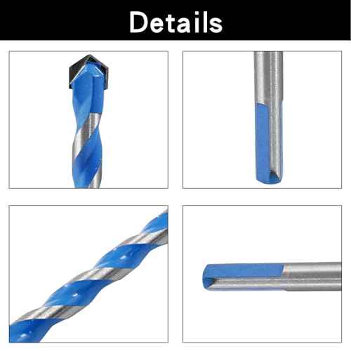 Piutouyar 5 Pcs 10mm Masonry Drill Bits, 0.39" Carbide Drill Bits Set for Concrete, Tile, Glass, Ceramic, Brick, Wood