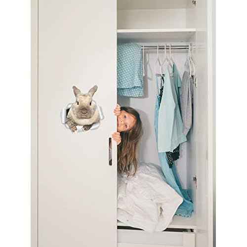 Winston & Bear Rascally Rabbit Wall Decals - Easter Decor - 2 Pack - Bunny Toilet Sticker - 3D Cat Car Window and Bumper Sticker - Retail Packaged Bunny Rabbit Gifts