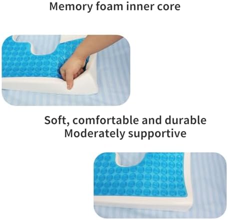 Bed Sore Cushion for Butt, Breathe Freely Fiber Bedsore Pressure Relief Pillow, T Shaped Opening Triangular Slope Design, Anti Decubitus Cushion for Elderly, Bedridden, Disabled