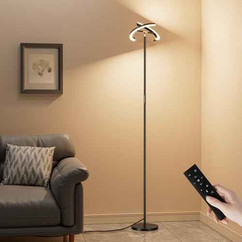 Floor Lamps for Living Room, 40W/2400LM Rotatable LED Floor Lamp with Touch & Remote Control, 70" Tall Standing Lamp Stepless Dimmable, Modern Torchiere Corner Lamp for Bedroom, Office