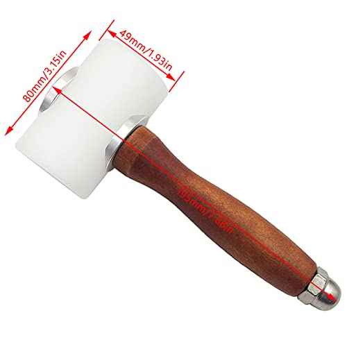 Leather Carving Hammer Mallet Wood Handle Nylon Hammer Mallet for Leathercraft Leather Carving DIY Leathercraft Mallet, Nylon T Head Wood Handle 7.4 Inch