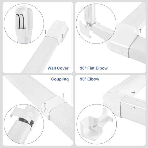 4¡±W 16.5Ft Decorative PVC Line Set Cover Kit for Mini Split Lineset Cover Kit for Air Conditioner & Heat Pump (White)