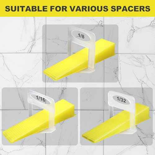 DGSL Tile Leveling System Tile Wedges, 600PCS Reusable Tile Leveling Wedges for 1/8", 1/16", 1/32" Tile Spacers, Tile Leveling Clips and Tile Leveler Installation