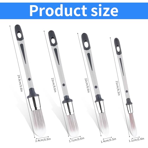 4pcs Corner Detail Painting Brush Set, Precision Edge Craft Art Trim Painting Walls Brushes with Anti-Slip Handle Small Touch Up Durable Versatile Tool for Applying Gel Acrylic Glue Varnish