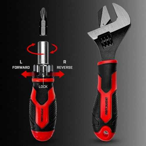 53-Piece Socket Ratchet Wrench Set, with 20-In-1 Ratcheting Screwdriver & 2-in-1 Adjustable Wrench for Garage, Auto Repair, Household Backyard & College Dorm