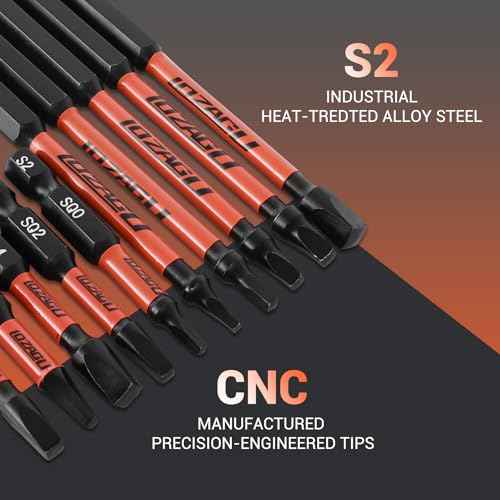 10Pcs Square Drive Bits Set, 4¡± Long Premium S2 Alloy Steel Square Bit Set #0, 1, 2, 3, and #4 Magnetic Square Drill Bit Set,1/4 Inch Hex Shank.