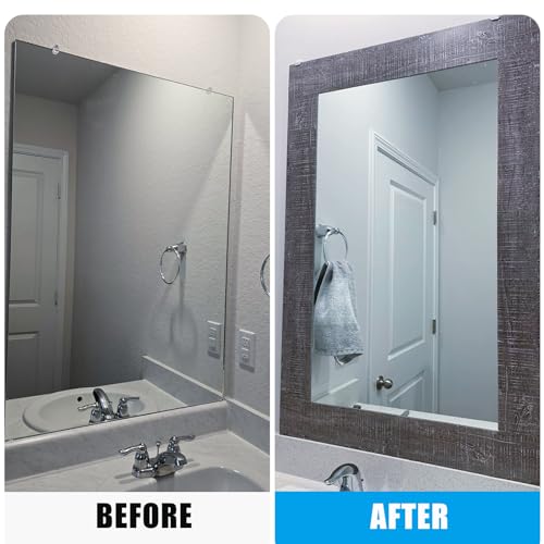 11 Yard Grey Wood Grain Wallpaper Bathroom Mirror Frame Sticker, Various Room Applications, Self-Adhesive Wall Sticker