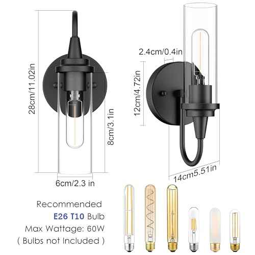 Aipsun Black Wall Sconces Set of Two, Sconces Wall Lighting Hardwired Wall Sconce Indoor Wall Light for Living Room Hallway (Exclude Bulb)