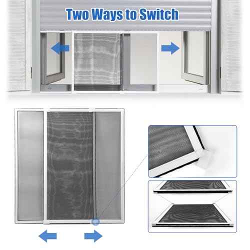 4 Pack Expandable Window Screen, 2 Way Sliding Adjustable Window Screen, Horizontal (10" H x 16" - 30" W), Horizontal and Vertical Adjustable, Durable Replacement Screen for Window, Window Screen Mesh