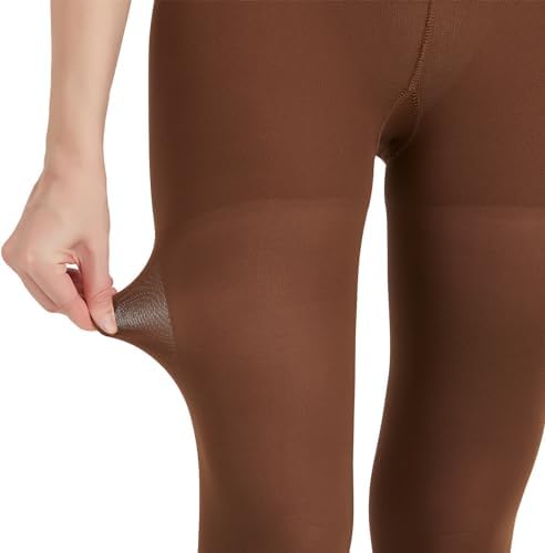 Extra Wide 4X-Large Opaque Compression Pantyhose for Women 15-20 mmHg - Graduated Compression Tights with Open Toe for Varicose Veins Circulation, Pregnancy, Edema, Leg Pain - Brown